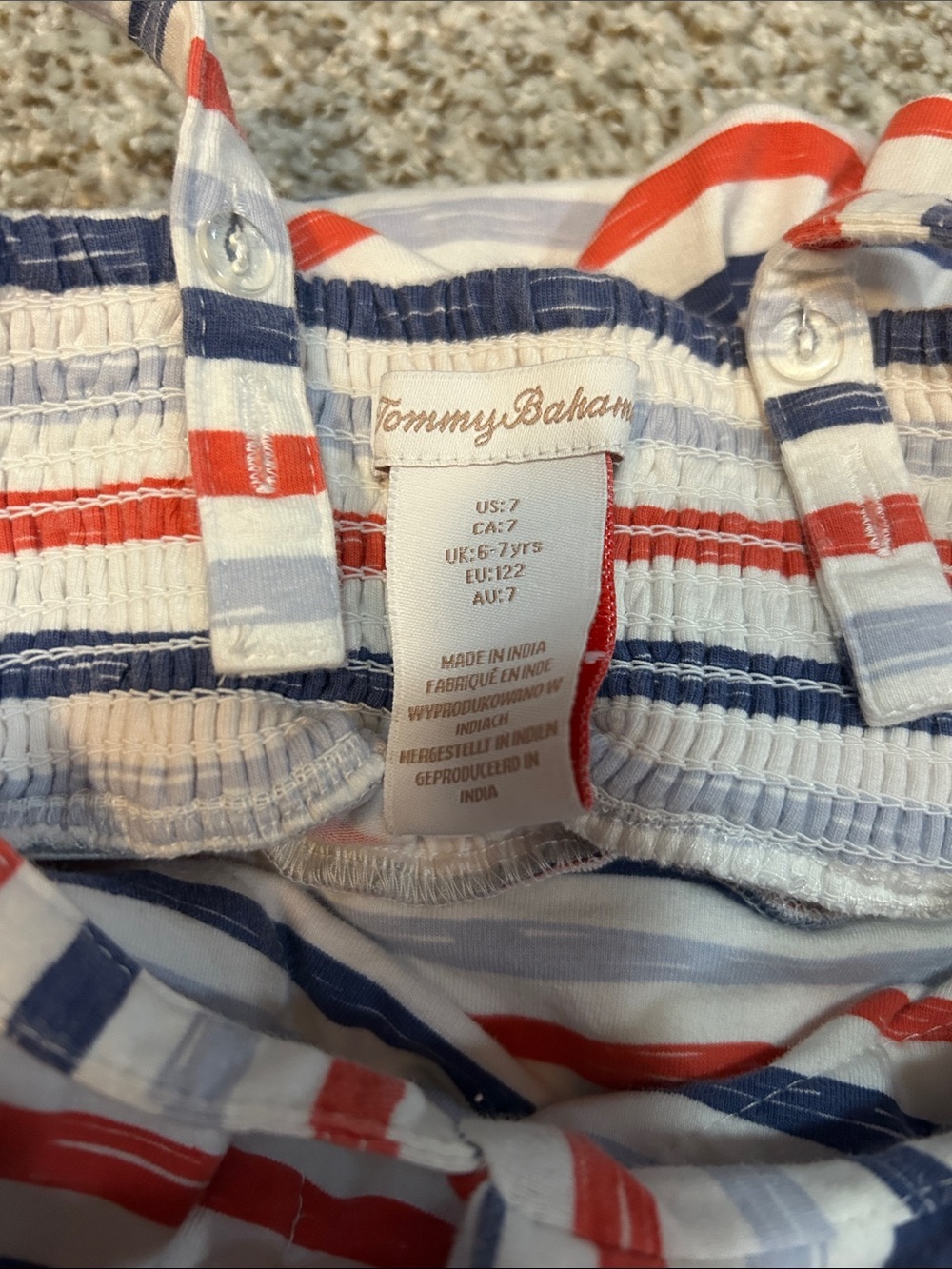 Tommy Bahama White Dress with Red and Navy Stripes - Picture 2 of 2